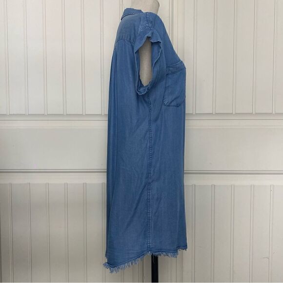 Thread & Supply Womens Collared Chambray Button Down Mini Shirt Dress Blue XS - Picture 4 of 13
